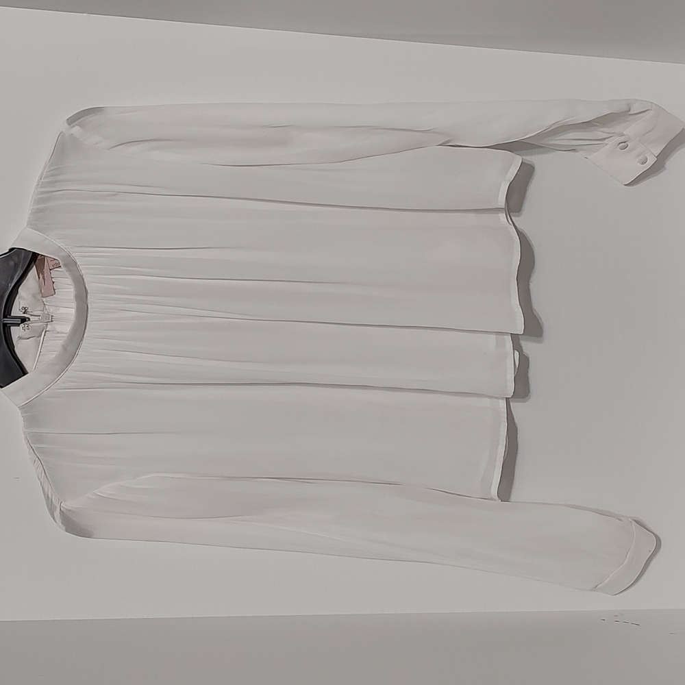 White Long Sleeve High Neck Cropped Dressy Forever 21 Blouse sz Small